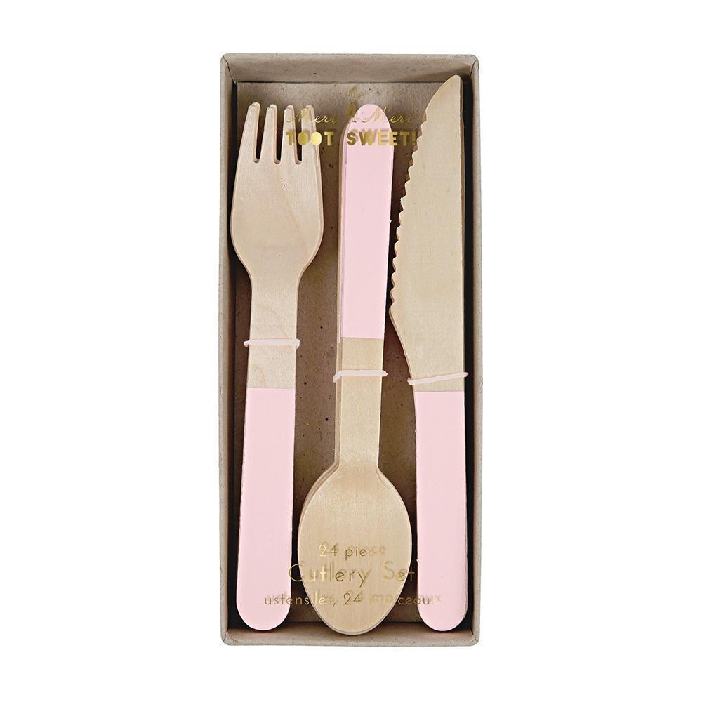 Soft Pink Wooden Dipped Cutlery