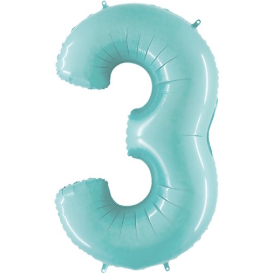 40" Pastel Blue Number Balloon 0-9