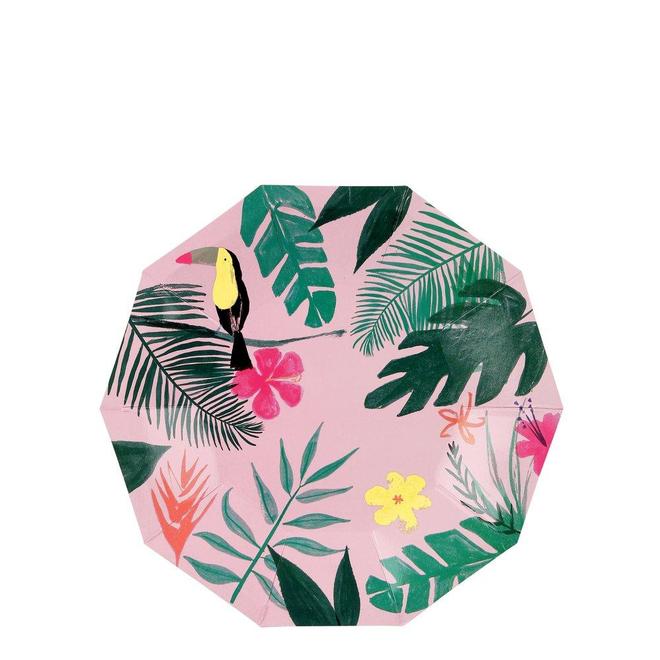 12 Small Tropical Pink Plates