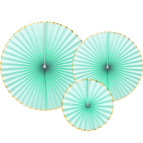 3 Mint Decorative Paper Fans
