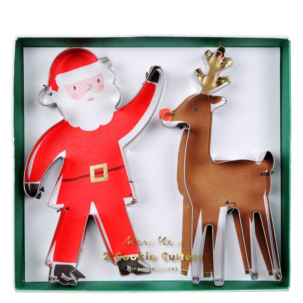 Santa and reindeer cookie cutters